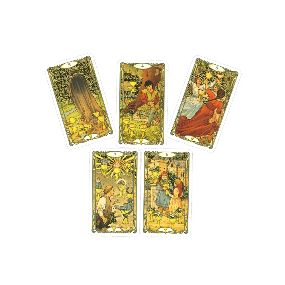 2023 Tarot Cards In Spanish Golden Art Nouveau Tarot Cards.Fate Divination Table Games Playing Card Family Party Board Game