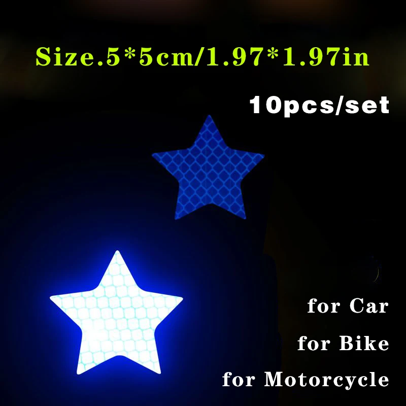 10 teile/satz Auto Stoßstange Reflektierende Sicherheit Streifen Aufkleber Auto Stern Reflektierende Aufkleber Reflektierende Warnung Sicherheit Band – Detail 13