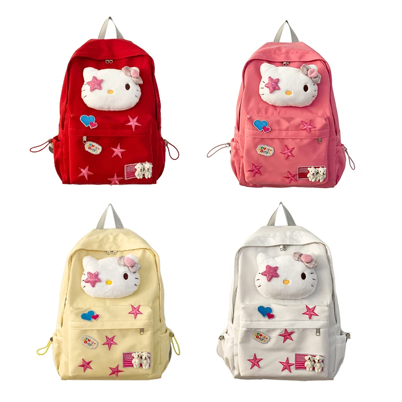 Sanrioed Hello Kitty Anime Kitty Cat Backpack Cute Schoolbags Student Cartoon Travel Shoulder Bag Birthday Gift for Friend