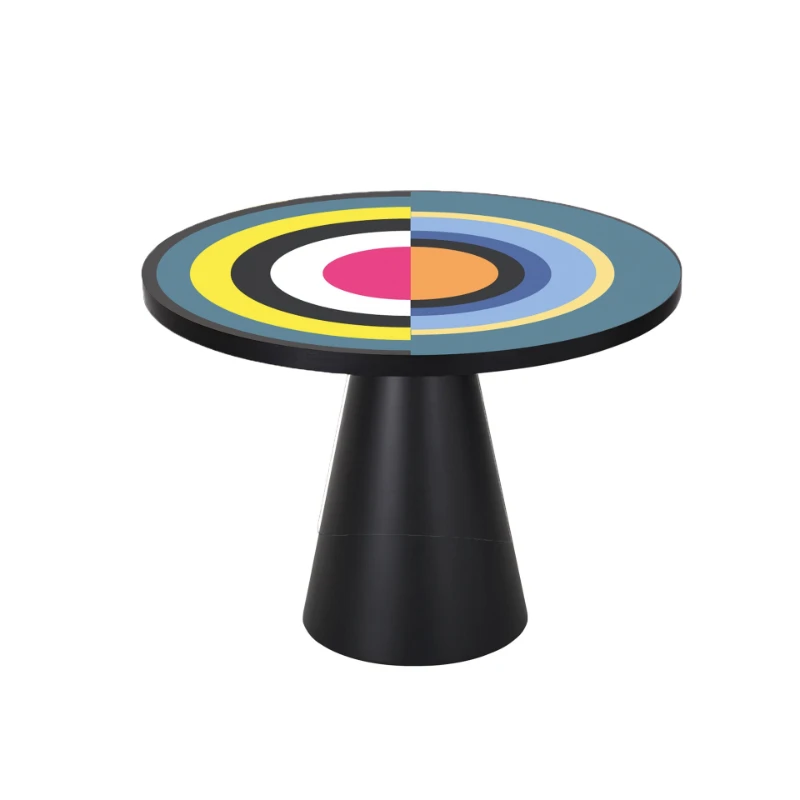 

Memphis style round dining table modern minimalist geometric pattern color round table small apartment living room