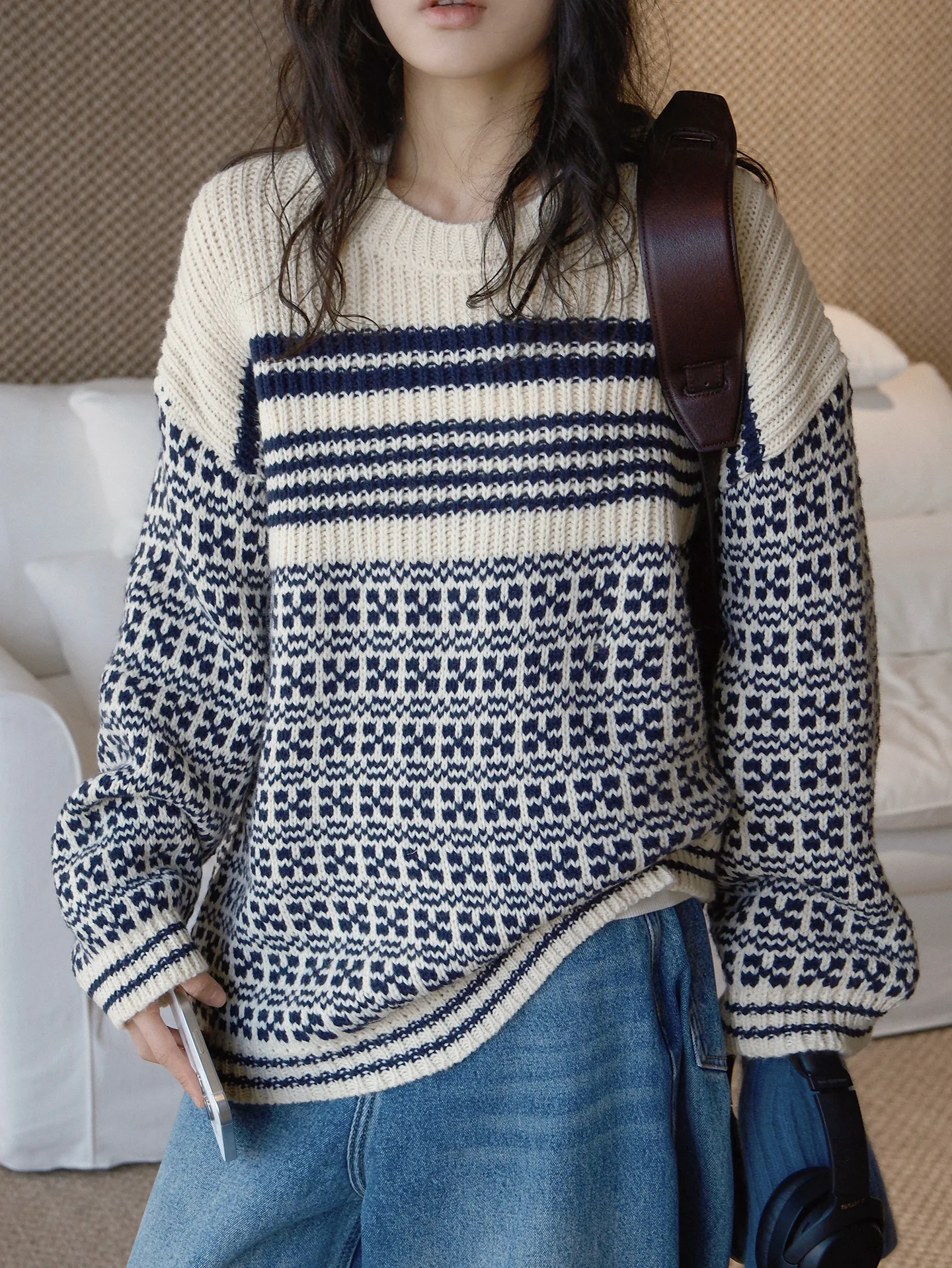 

Ранняя весна, новый японский минималистичный повседневный вязаный шерстяной свитер, удобный и теплый свободный топ для женщин