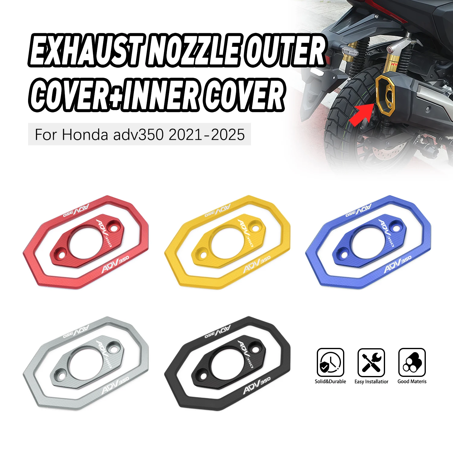 

Motorcycle Parts For HONDA ADV350 2021 -2023 2024 2025 Decorative Shell Exhaust Tip Cover Muffler Tail End Anti Collision Cover