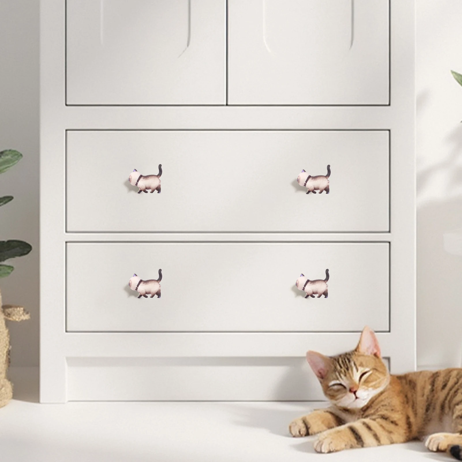 การ์ตูนเฟอร์นิเจอร์แมวน่ารักรูป 3D ประตูสําหรับตู้กล่องประตู Windows ตกแต่งบ้านอุปกรณ์เสริม