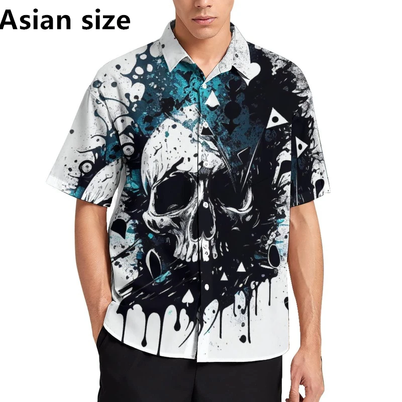 

Men's Shirt Horror Skull 3D Printed Men's Clothing Oversized Summer Casual Hawaii Beach Hawaiian Harajuku Fashion Holiday Shirts