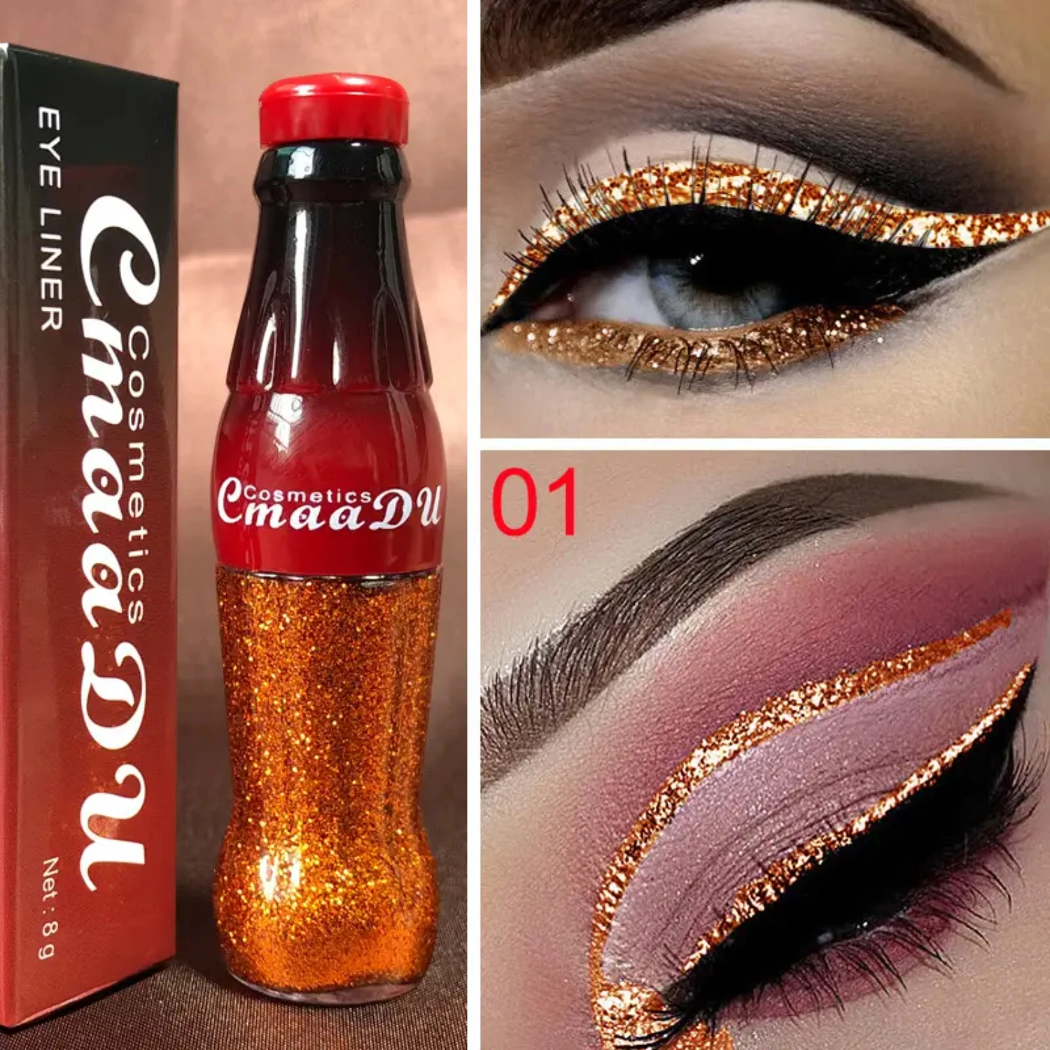 Ensemble d'ombres à barrage liquides à paillettes colorées, fard à barrage imperméable, maquillage en forme de coke HI