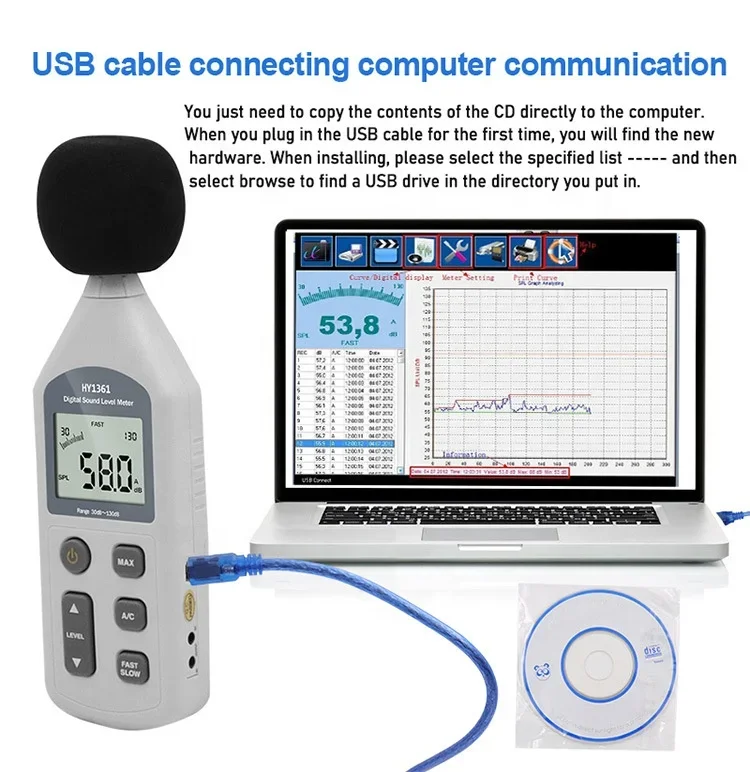 YYHC- Sound Level Meter Digital Noise Tester 30-130dB Decibel Sound Meter Noise Dosimeter