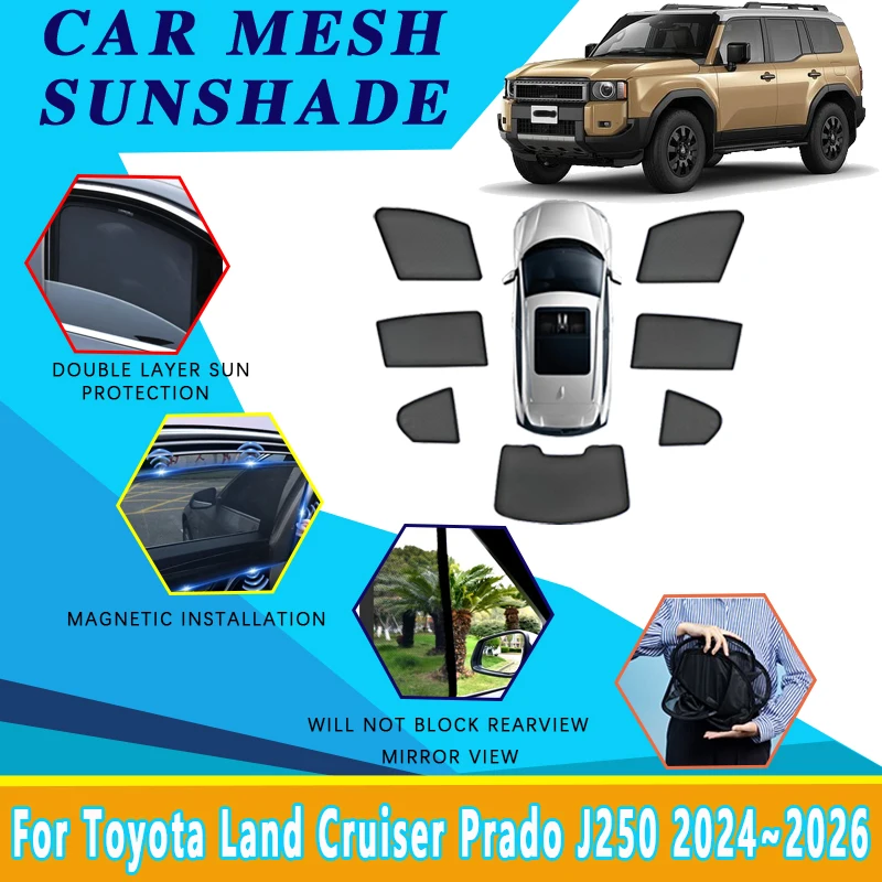 

Car Mesh Sun Shade For Toyota Land Cruiser Prado J250 2024 2025 2026 Magnetic Sunshade Windshield Window Visor Tool Accessories