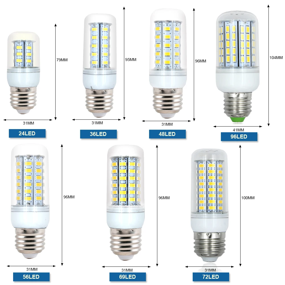 E27 LED Lamp 220V Corn Bulb 24 36 48 56 69 72 LEDs SMD 5730 Ampoule Lampada LED Lamp Chandelier Lighting Candle LED Light