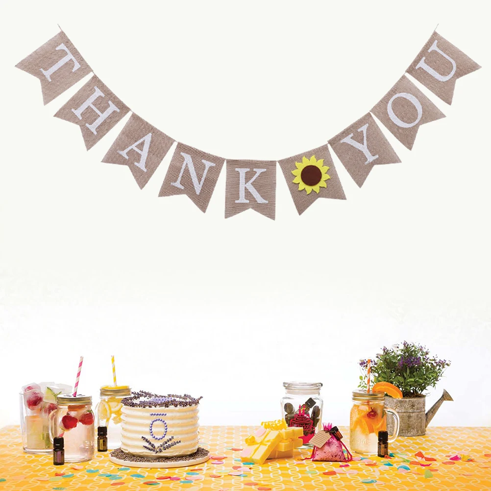 

Sunflower Pull Banner Thank You Letters Banner Garland Linen Hanging Thank You Letters Burlap Party Decoration Wall Window Table