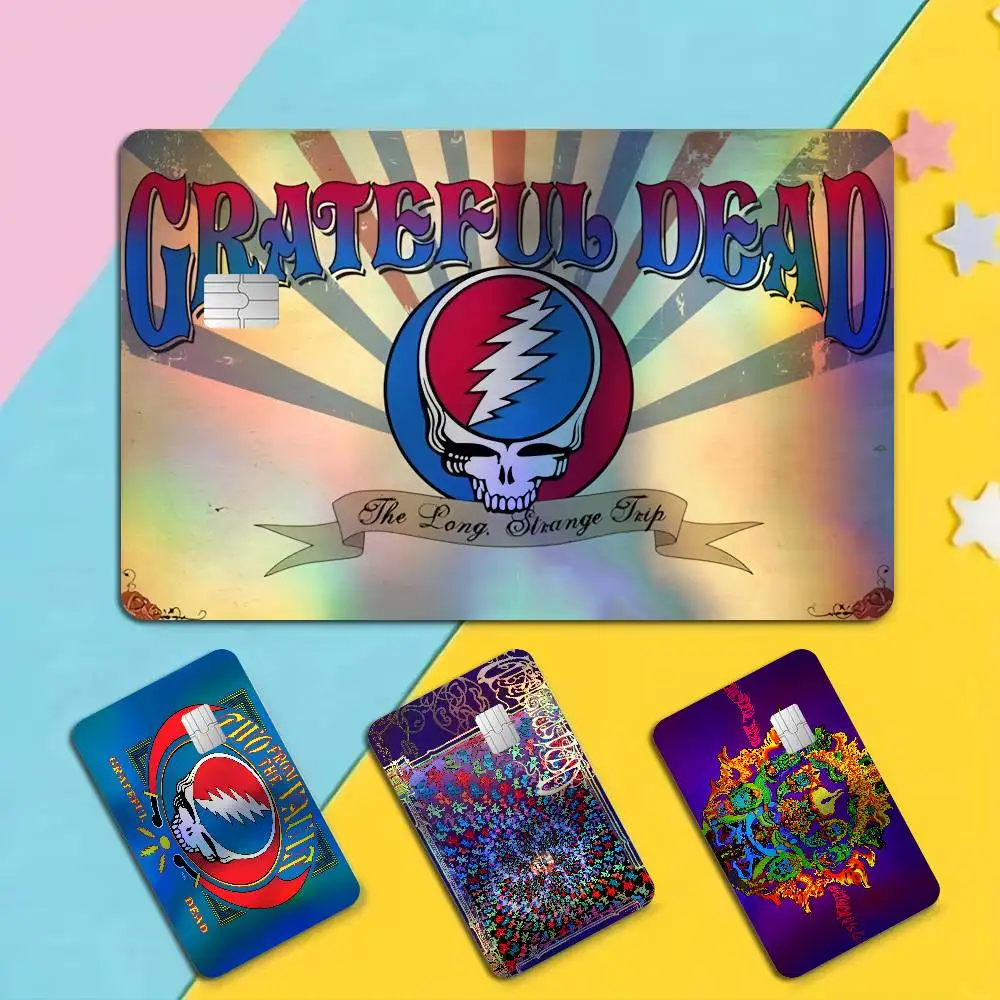 G-Grateful D-DeadS Rainbow Laser Glitter Bank Card Stickers Waterproof Art Decals