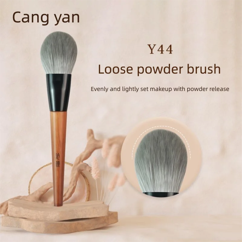 

Cangyan Y44 Loose Powder, Large Flat Round Head Loose Powder And Loose Powder Setting Brush, Super Soft Bristles Makeup Brush