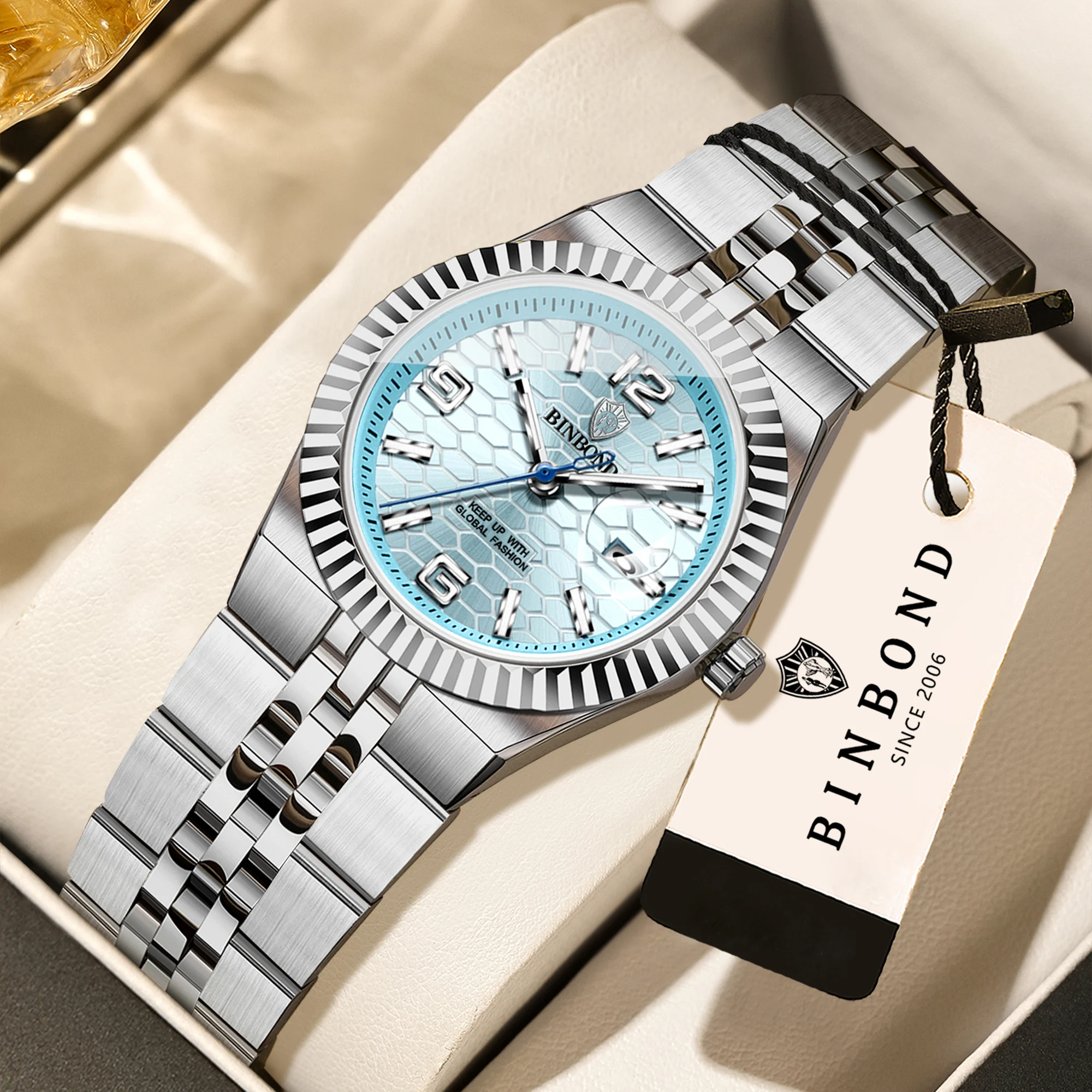BINBOND Luxury quartz wristwatches for women luminous waterproof auto date women's watches ladies fashion casual reloj best gift