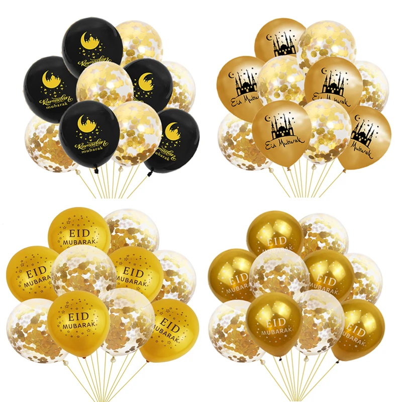 10pcs Eid Mubarak Balloon Ramadan 2025 Ramadan Decorations For Home Aid al-fitr Mubarak Islamic Muslim Festival Party Supplies