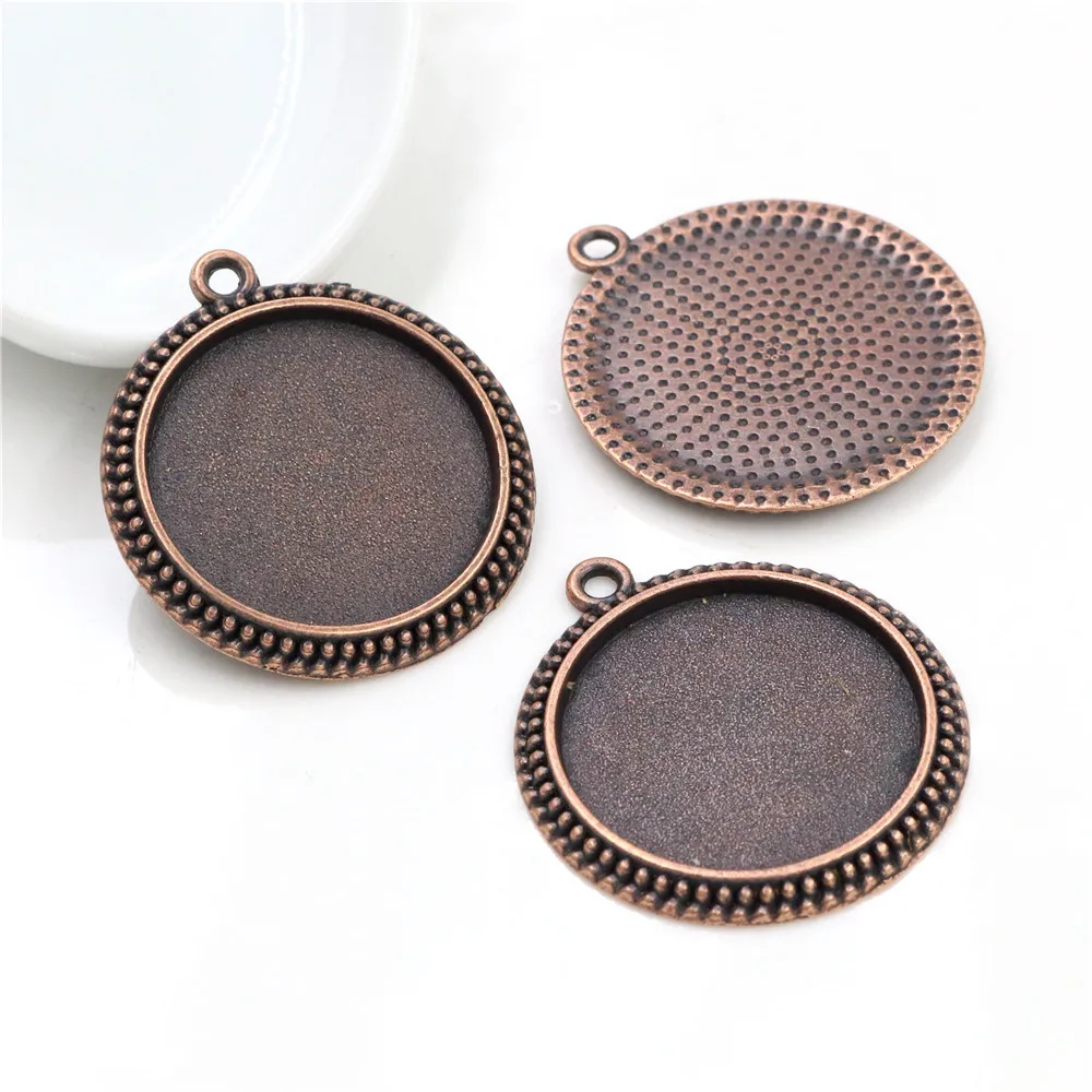Nowa moda 5 sztuk 25mm wewnętrzna rozmiar antyczne posrebrzane 7 kolory w stylu Vintage Cabochon baza ustawienie Charms wisiorek — zdjęcie 4