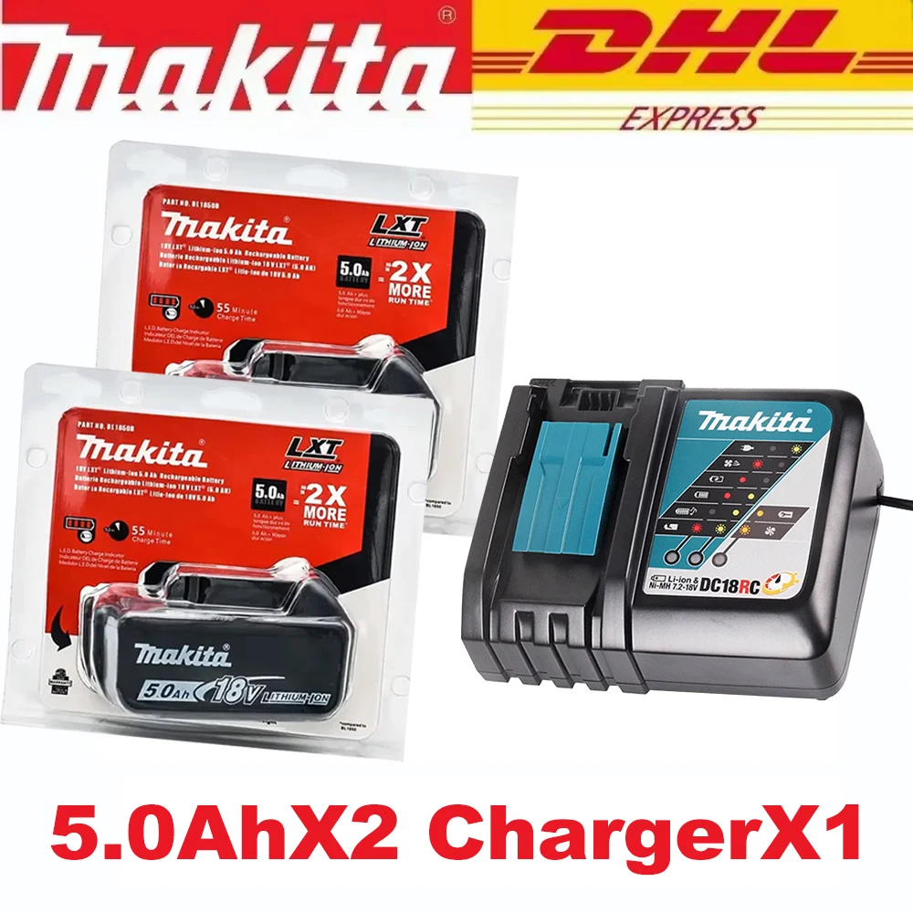 

100% оригинальный аккумулятор Makita 18В 6.0Ач 5.0Ач, перезаряжаемый аккумулятор BL1840 BL1830B BL1830B для электроинструментов, зарядное устройство Makita 18В.