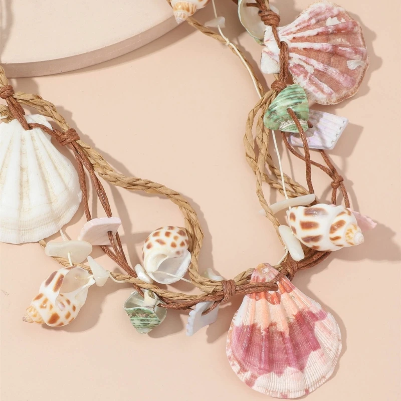 Bohemian Summer Beach Necklace Pendant Natural Sea Shells Pearl Charm Chain Necklace Handmade Trend Seashell Jewelry