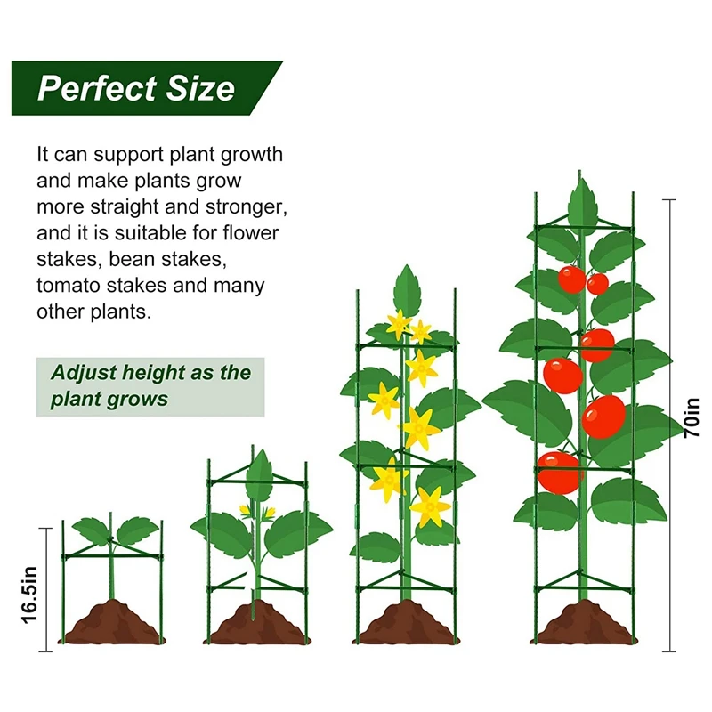 Garden Stakes Plant Support Plastic Coated Steel Plant Stake 15.7 Inch Plant Stakes Set For Climb Plant (145 Pieces)