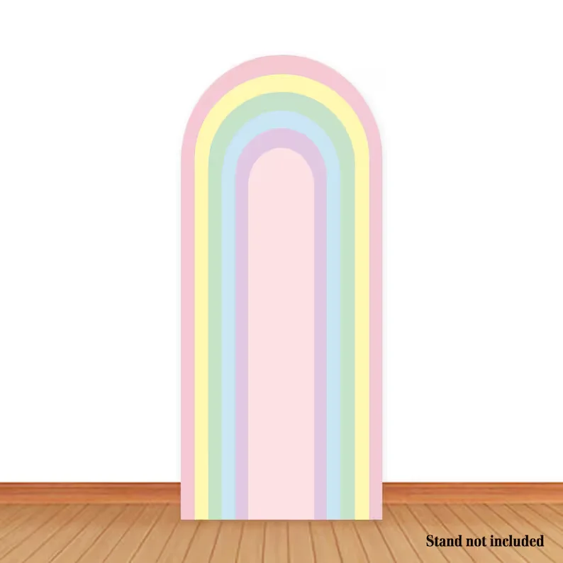 Mehofond Groovy Birthday Arch Cover Photo Backdrop Double-Sided Pink Rainbow Color Photography Background Photo Studio Banner