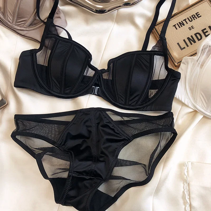 Nieuwe Zomer Kant Dunne Cup Vrouwen Ondergoed Sexy Voorste Gesp Push Up Bh Set Verstelbare Riem Beha Mooie Terug Lingerie