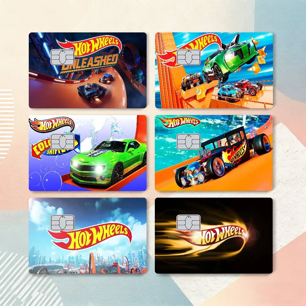 حار W-Wheels-T-ThemedS أنيمي ملصق فيلم غطاء الجلد لبطاقة الائتمان بطاقة الخصم البنك الأمامية