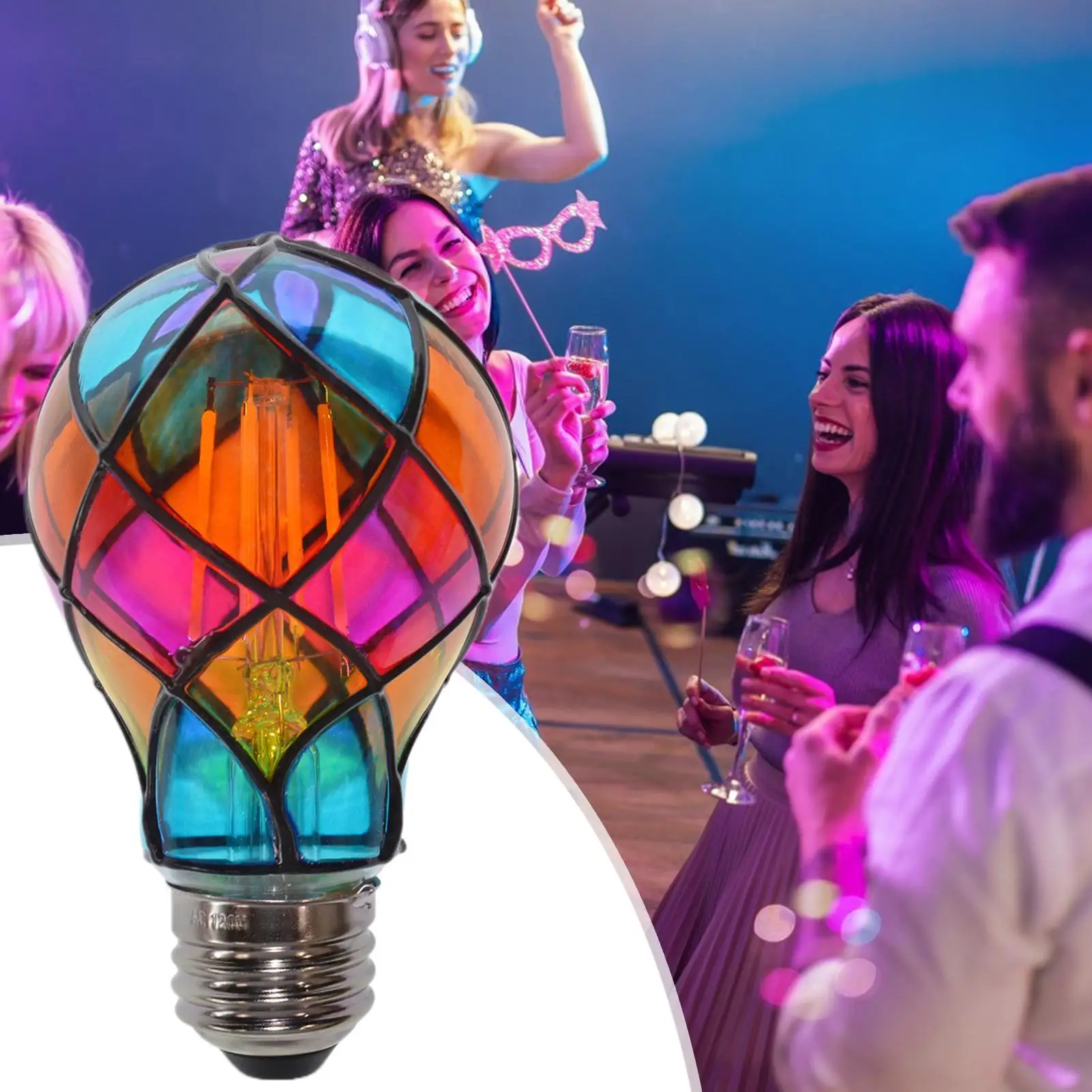 الزجاج الملون ضوء لمبة E26 E26 قاعدة 4 واط 120 فولت LED لمبة ملونة إضاءة رومانسية لحفلة الهالوين احتفالية أباجورة داخلي #5