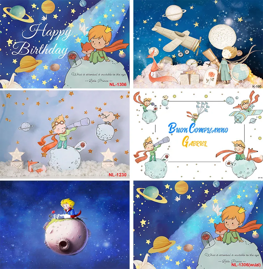 Little Prince Photo Backdrop for Kids Happy Birthday Party Space Photography Background Custom Decor Banner Propscall