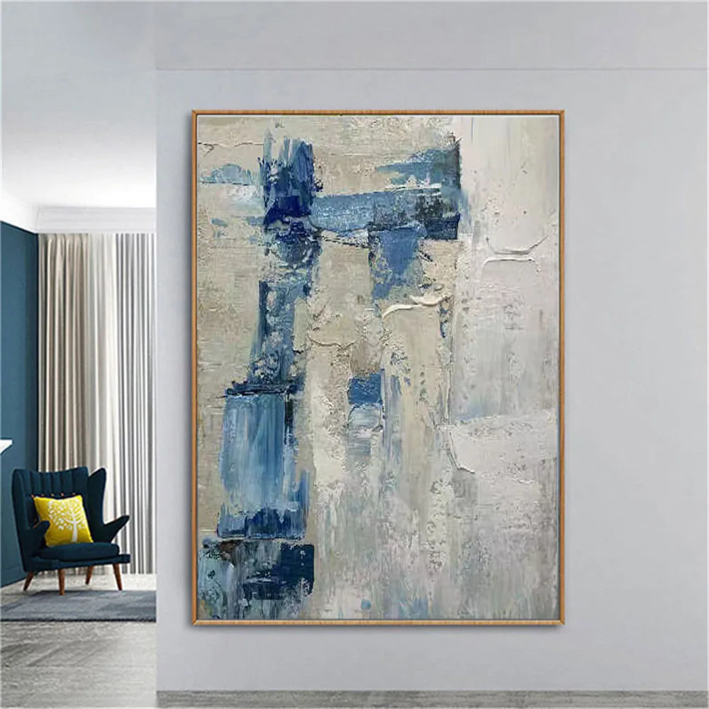 

Hand Painted Oil Painting On Canvas Modern Abstract Mural Gray Blue Wall Picture Directly From Latest Designs By Skilled Artists