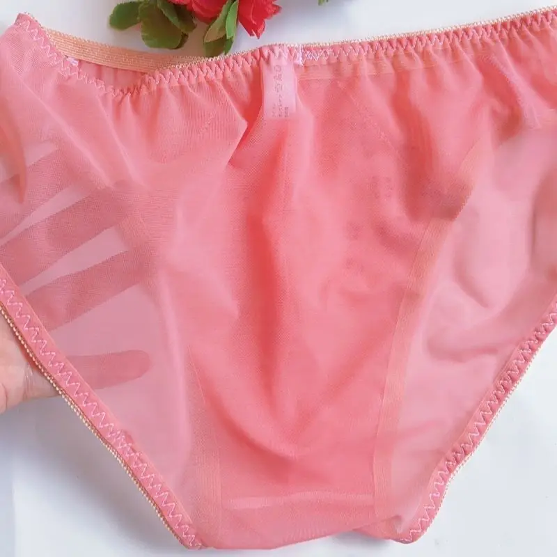 Man's Lace See Through Mesh Embroid Floral Briefs Sissy Low Waist Lightweight Elastic Bow Cute Underwear Convex Pouch Panty