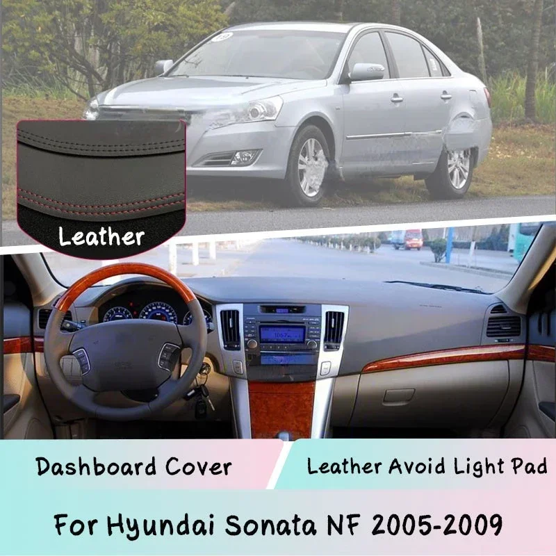 For Hyundai Sonata NF 2005-2009 Dashboard Cover Leather Mat Pad Sunshade Protect panel Light-proof pad Car Accessories Carpet