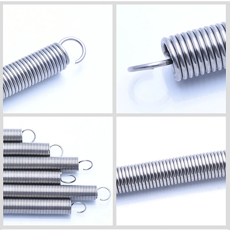 304 Stainless Steel Open S Hook Tension Spring 2mm Cylindroid Helical Draught Extension Expansion Tensile Spring Length 40-330mm