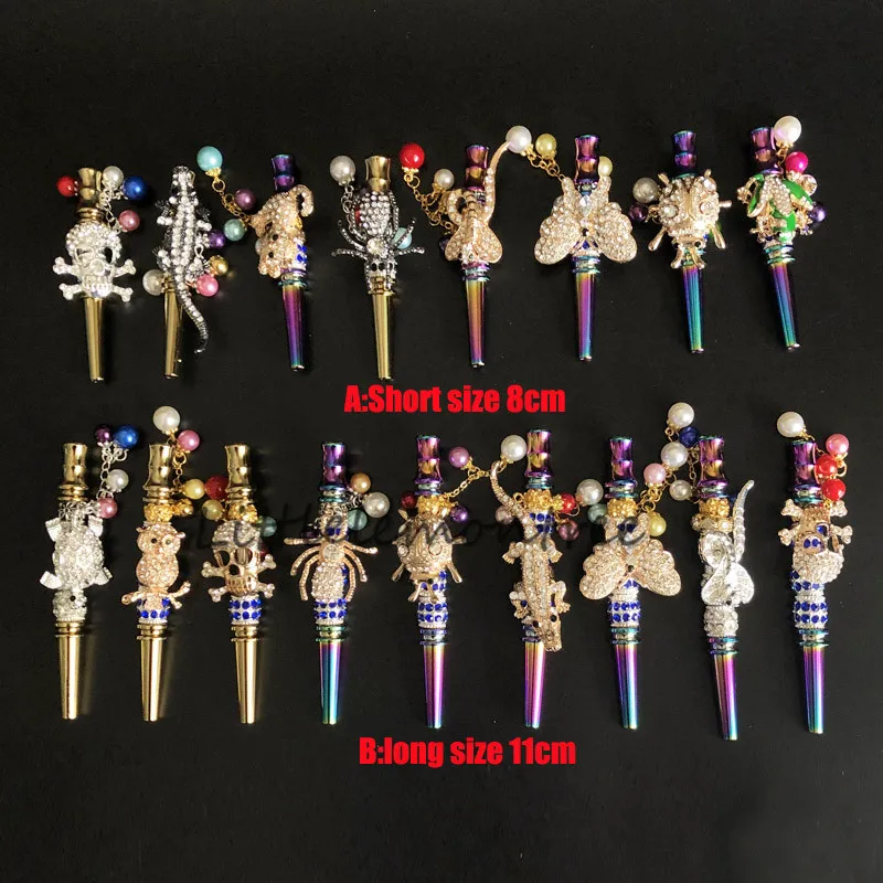 Rainbow Rod Colorful Zinc Alloy Hookah Jewelry Mouthpiece Blunt holder with Rhinestones Cute Animal Style Hookah Tips Mouth tips
