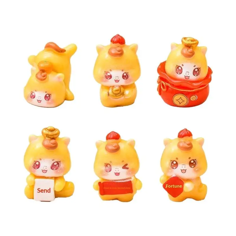 1/5 قطعة المنمنمات الراتنج الكرتون محظوظ الحصان المشهد الصغير الحلي 2026 السنة الجديدة التماثيل مكتب منزلي الديكور هدية #6