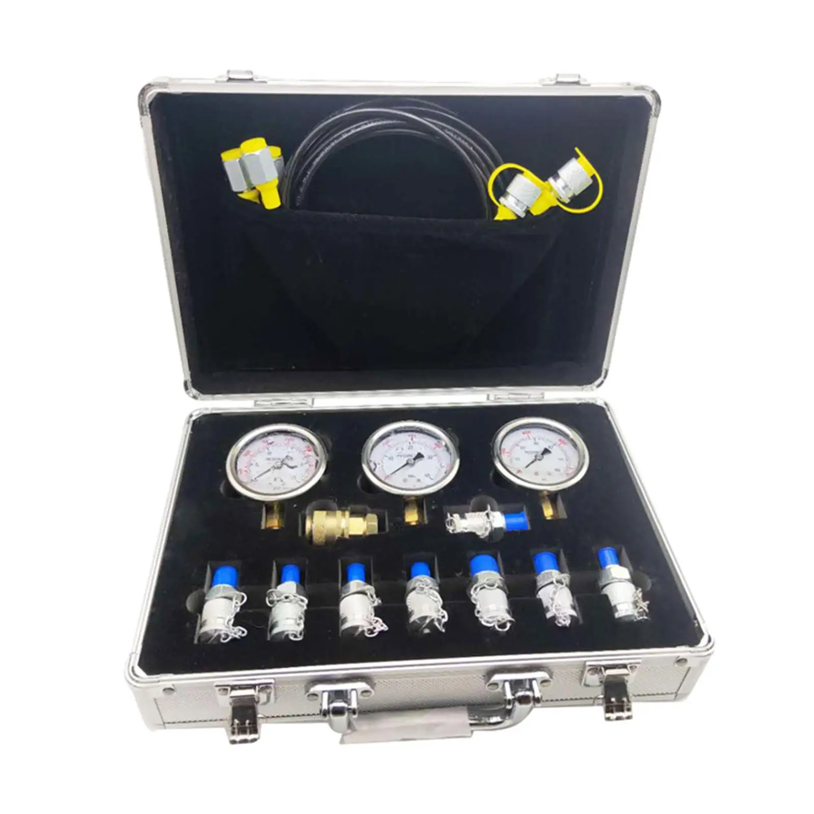 Hydraulic Pressure Test Kit for Excavator with Carrying Case Sturdy Professional Excavator Hydraulic Test Gauge Set Accessories