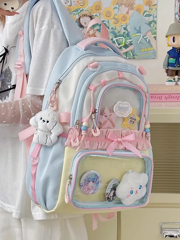 Симпатичная школьная сумка в японском стиле JK для девочек, сердце для путешествий, исследование 2018, двухслойные мягкие ремни с подкладкой, Sweet Academy Sle