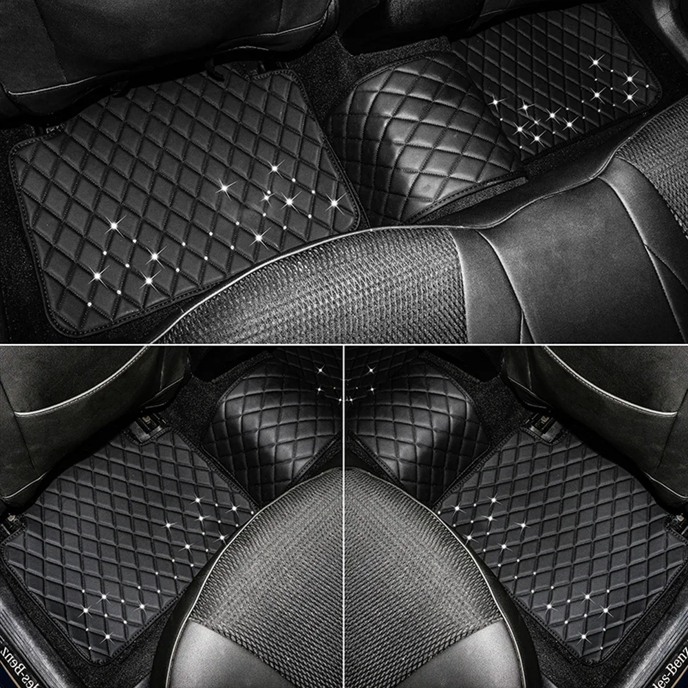 Car Floor Mats Carpet Bling Crystal Diamond Sparkly Anti-Slip Pad Pink Car Mats Universal Car Accessories