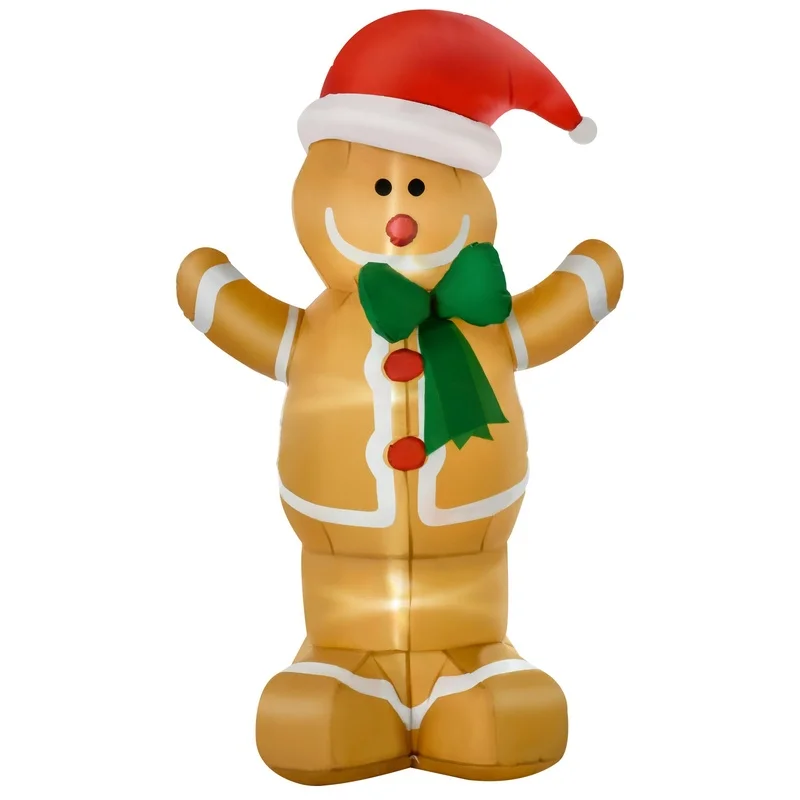 

6ft Inflatable Gingerbread Man with LED Lights for Outdoor Christmas Decoration