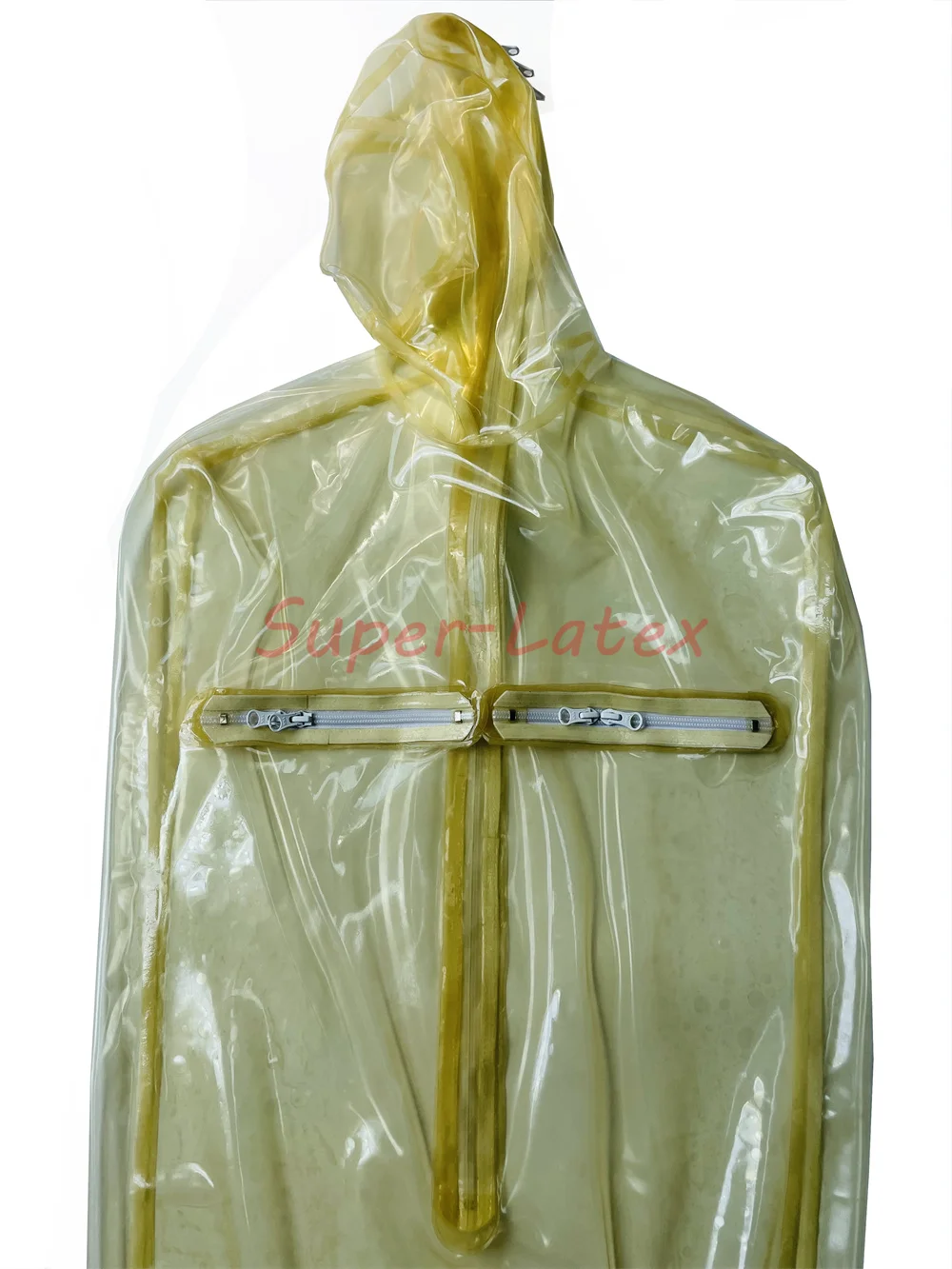 Transparent Latex Sleeping Bag Bodybag Back Zipper Crotch Zip Sleepsack 0.4mm