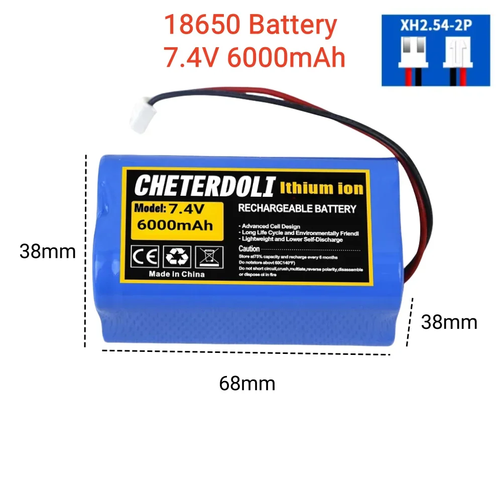 7.4V 18650 15000mAh with wires Lithium ion rechargeable battery with PCB for Bluetooth Speaker Solar headlights-XH-2P Plug