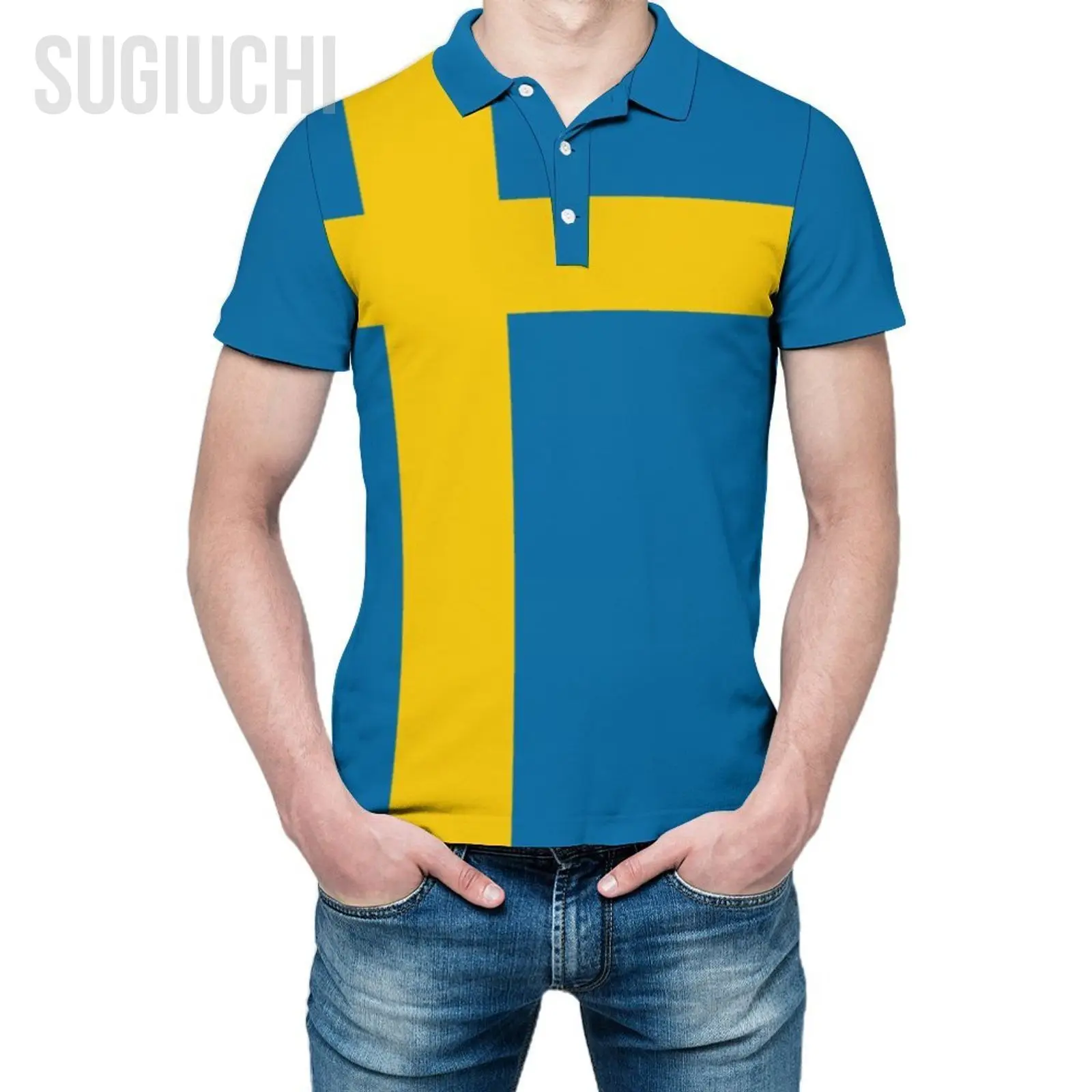 

Рубашка-поло унисекс с флагом Швеции и 3D принтом, мужская модная одежда-поло, спортивные костюмы с короткими рукавами