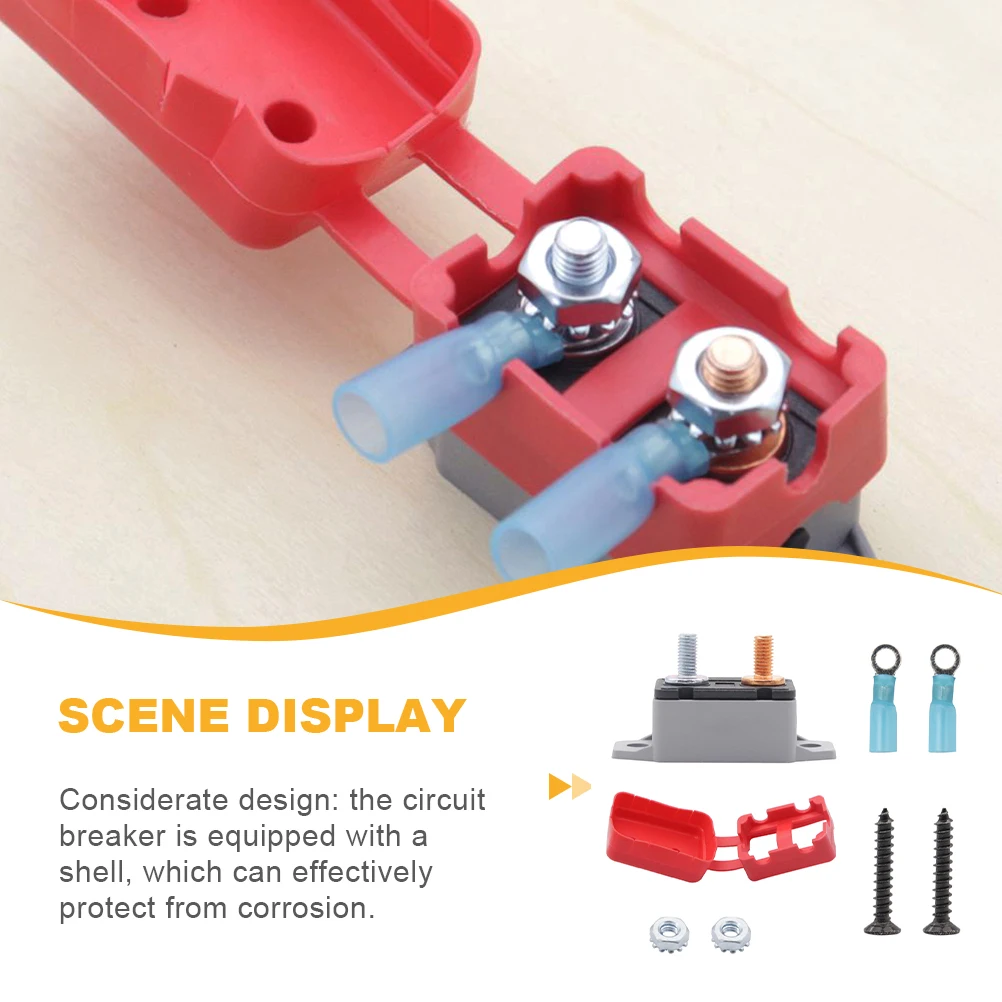 

1 Set Manual Reset 50A 12V 24V Circuit Breaker Red Cover Corrosion Resistant Insulated Automotive Marine Vehicle Boat Bolt Type