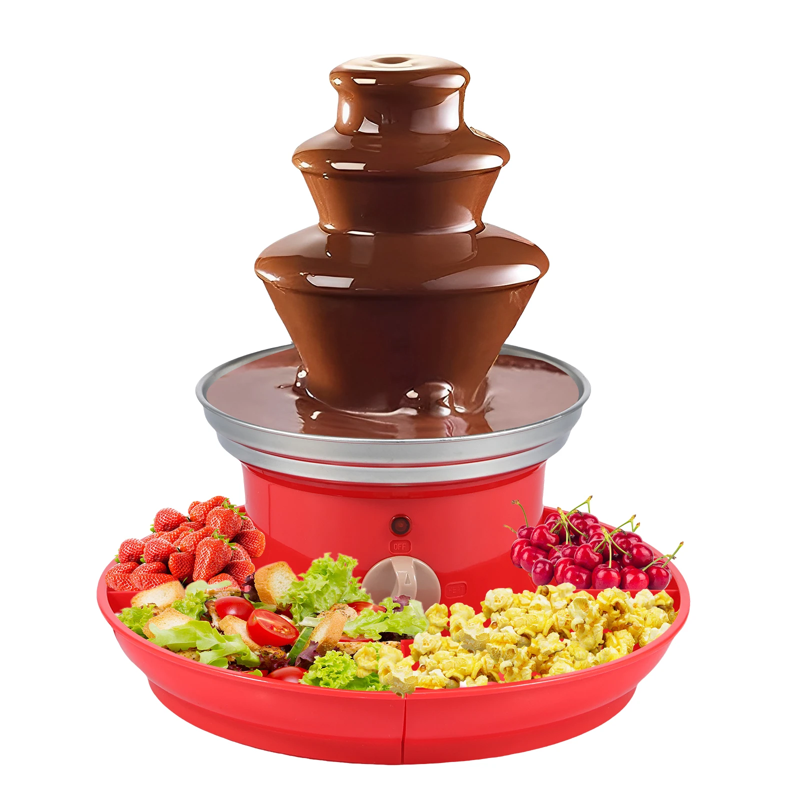 Electric Chocolate Fountain with Removal Serving Tray 3 Layer Chocolate Fountain Machine Stainless Steel 17oz Capacity