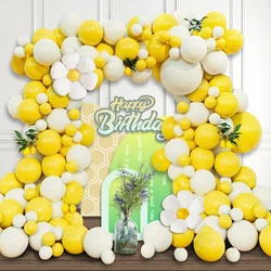 106Pc Daisy Theme Balloon Kit, Yellow and White Latex Balloons with Daisy Flower Foil Balloon Set, Suitable for Outdoor Birthdays, Parties, and Baby Shower Decorations