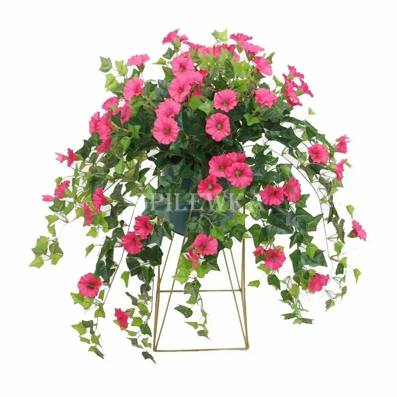 Artificial Silk Flowers for Table Decoration, Fake Vine, Petunia Rattans for Wedding, Home Party, DIY Table Hanging Basket Decor