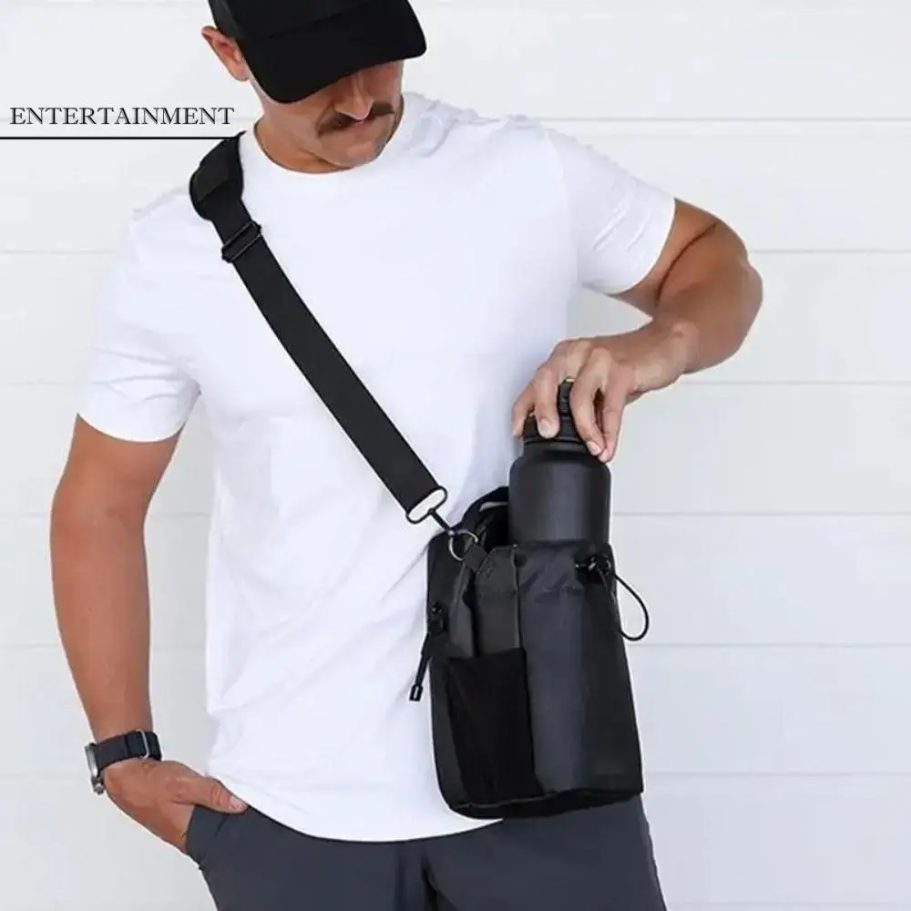 

Magnetic Water Bottle Sling Bag Large Capacity Adjustable Gym Bottle Bag Waterproof Convenience Crossbody Sports Bag Fitness