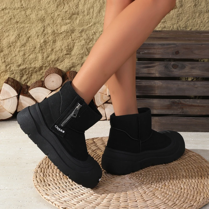 2025 جديد! أحذية للجنسين قبيحة لطيفة بمقدمة مستديرة - مبطنة بالصوف للخريف/الشتاء، دفء سميك، أحذية قطنية ذات نعل سميك