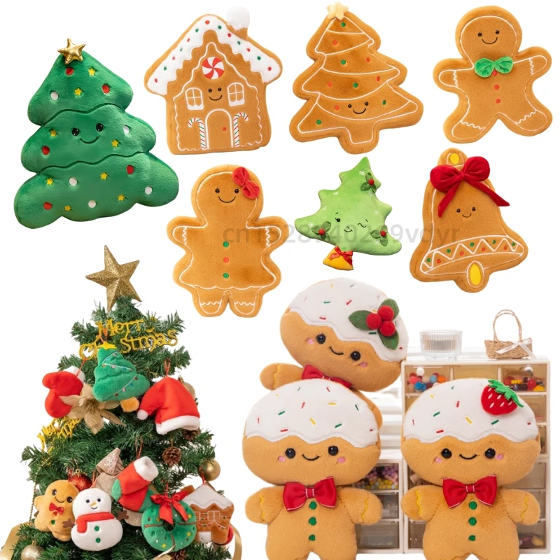 Weihnachten Serie Lebkuchen Plüsch Puppe Schlüssel Anhänger Haus Kranz Socken Handschuh Hut Schneemann Baum Spielzeug Weihnachtsbaum Party Dekor
