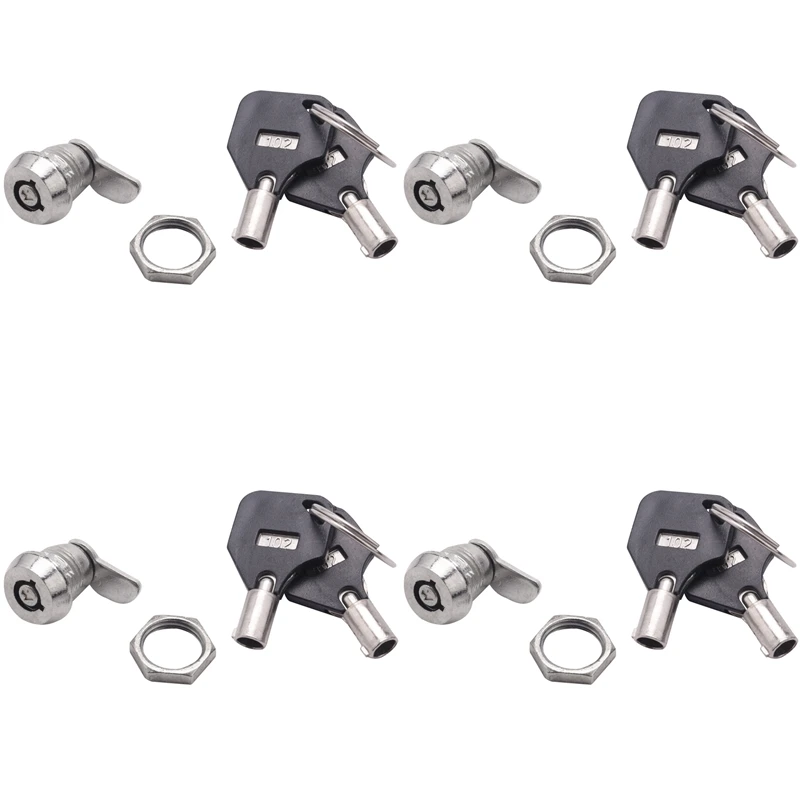 Cam Lock Tubular com Chaves, Porta do Armário, Quarter Turn, Segurança, 4 Pcs