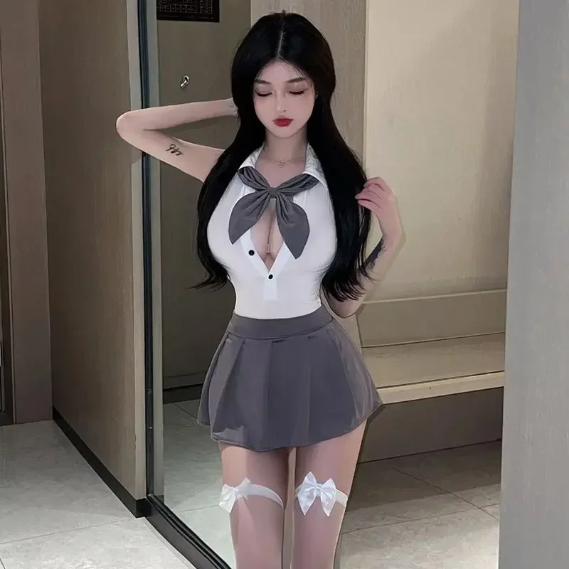 Hot Sexy School Girl Uniform Donne Cosplay Costumi per studenti Lingerie esotica Gonna a pieghe Abiti Sesso Porno Giochi di ruolo Vestiti