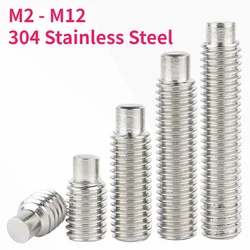 M2 M2.5 M3 M4 M5 M6 M8 M10 M12 304 Stainless Steel Hexagon Hex Socket Dog Point Set Screw Convex End Grub Headless Bolt DIN915