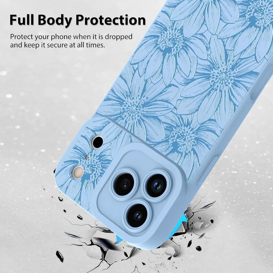 حافظة لهاتف آيفون 17 برو 2025 حافظة سيليكون عباد الشمس زهور زهور نمط لطيف حماية الكاميرا غطاء هاتف ناعم نحيف